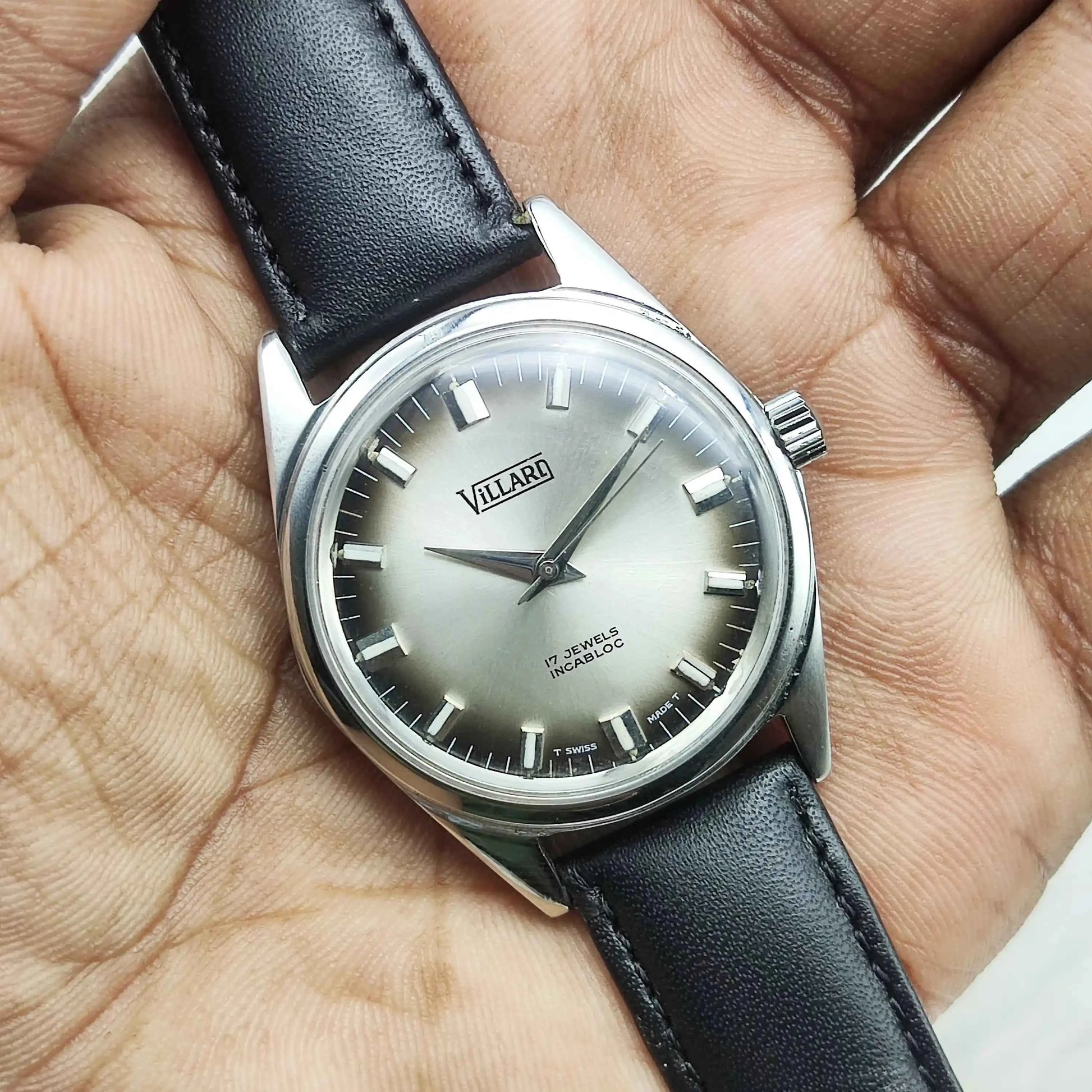Villari 17 Jewels Cloud Silver Dial Stick Indices Men's Watch