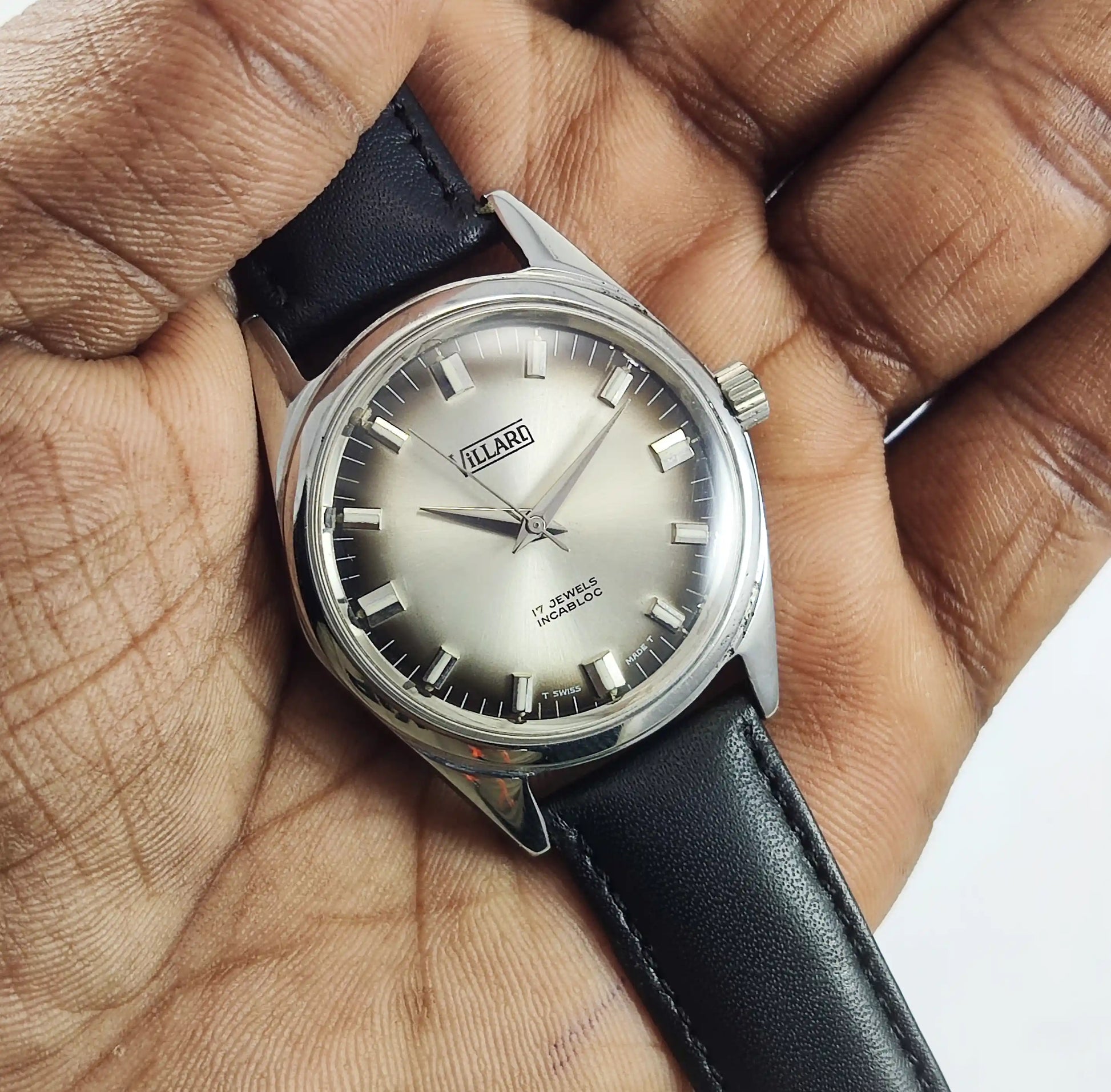 Villari Incabloc 17 Jewels Gray Dial Swiss Made Handwinding Discover-Diamonds