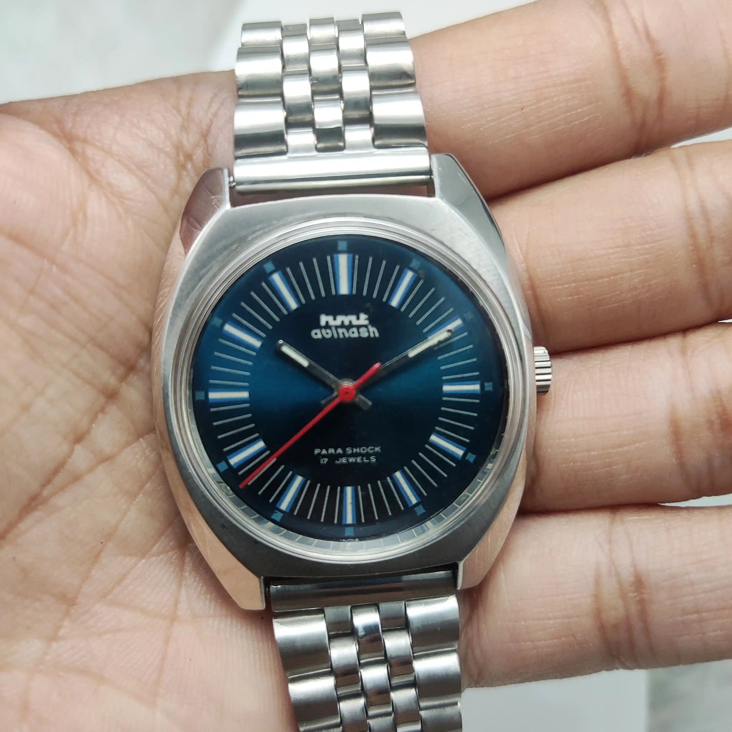 HMT Avinash Bluish Stick Indices Dial 17 Jewels Men's Watch for Timeless Style
