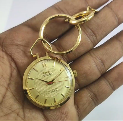 HMT Sona Golden Dial 17 Jewels Handwinding Pocket Watch